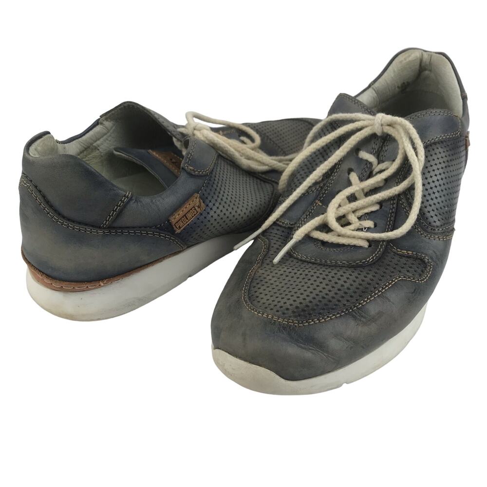 Pikolinos Sneakers Gray Punched Leather Lace Up Women's EU Size 41 US 10-10.5